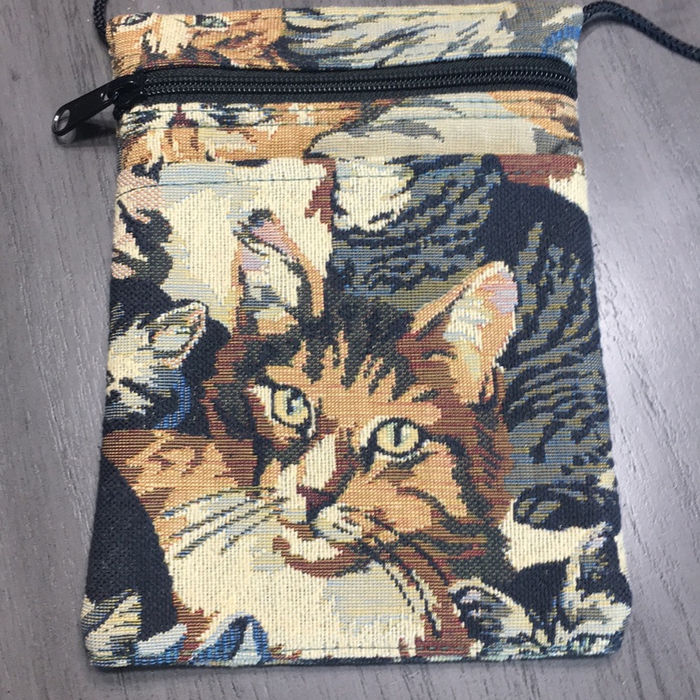 Cat Feline Tapestry Cross Body Bag/Purse